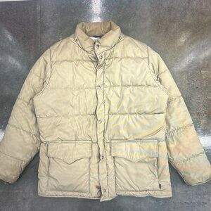 Vintage timeless men’s woolrich Cream Puffer Jacket Weather-Resistant High Neck